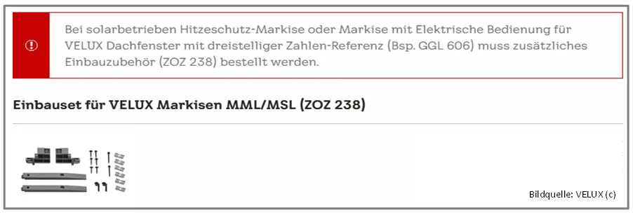 VELUX-Markisen  Montage Set 238