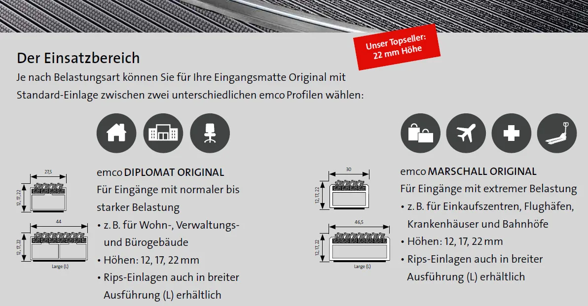 EMCO-Fußmatte 522 R mit Winkelrahmen 120 x 80 cm