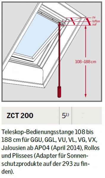 VELUX-Teleskop-Bedienungsstange ZCT 200